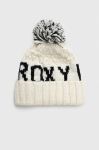 Шапка Roxy колір білий з товстого трикотажу Шапка Roxy колір білий з товстого трикотажу