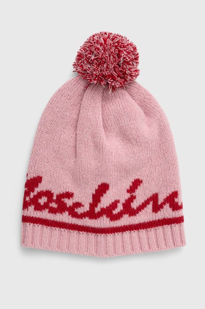 Вовняна шапка Moschino колір рожевий вовна (3403564)