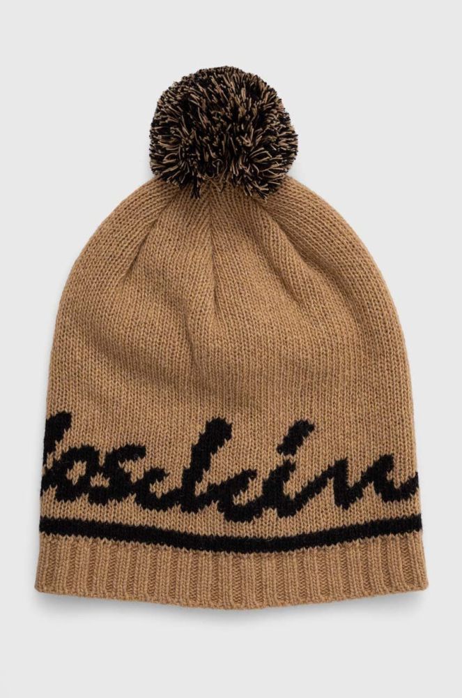 Вовняна шапка Moschino колір бежевий вовна (3403563)
