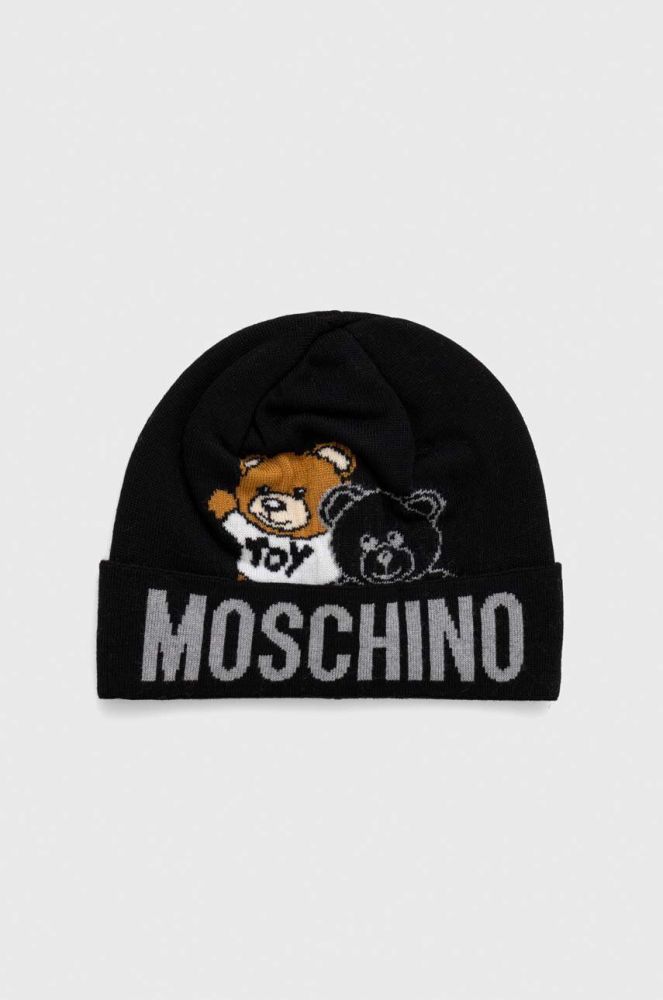 Вовняна шапка Moschino колір чорний вовна (3403566)