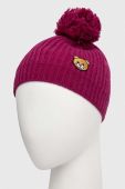 Вовняна шапка Moschino колір фіолетовий з тонкого трикотажу вовна (3597554)