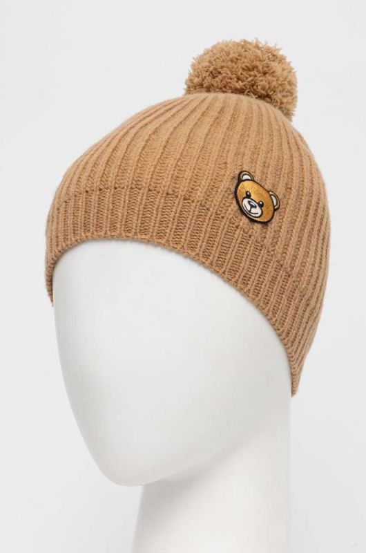 Вовняна шапка Moschino колір бежевий з тонкого трикотажу вовна (3597553) фото 2
