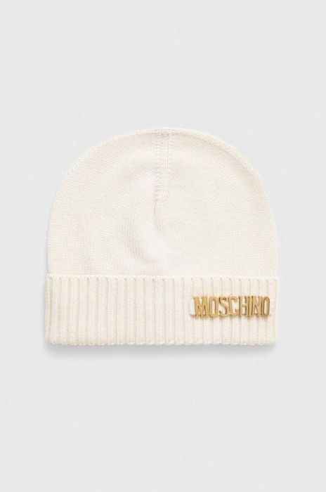 Вовняна шапка Moschino колір бежевий вовна (3403569)