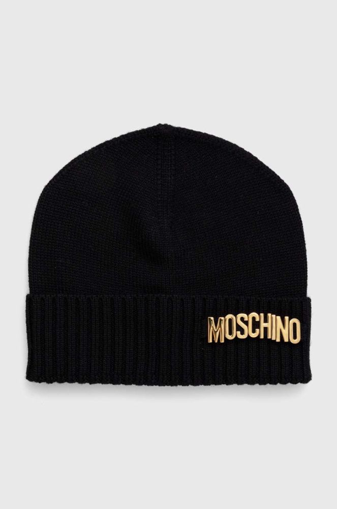 Вовняна шапка Moschino колір чорний вовна (3403568)