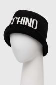 Шапка з домішкою вовни Moschino колір чорний з товстого трикотажу