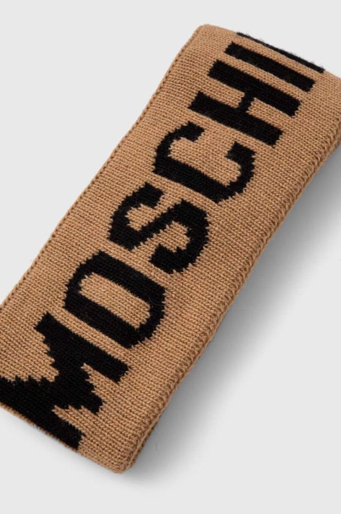 Пов'язка з домішкою вовни Moschino колір бежевий фото 3