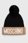 Вовняна шапка Moschino колір бежевий з тонкого трикотажу вовна (3403576) Вовняна шапка Moschino колір бежевий з тонкого трикотажу вовна (3403576)