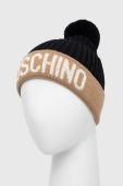 Вовняна шапка Moschino колір бежевий з тонкого трикотажу вовна (3403576)