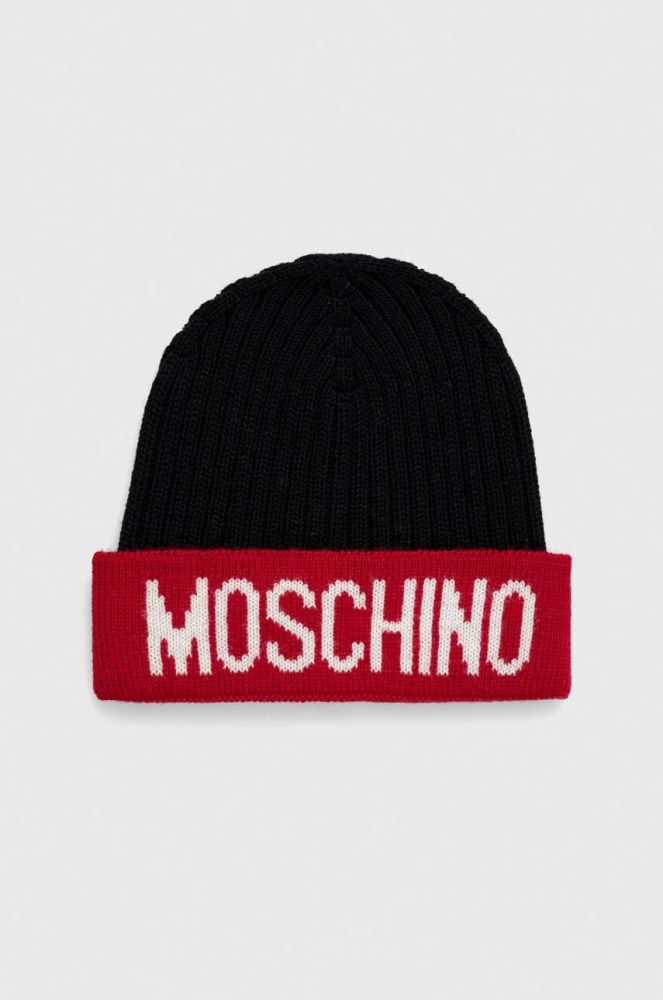 Вовняна шапка Moschino колір червоний вовна