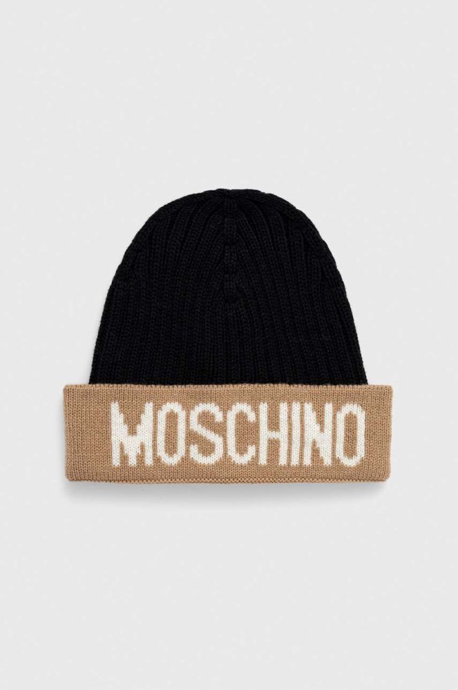Вовняна шапка Moschino колір бежевий вовна (3403578)