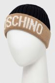Вовняна шапка Moschino колір бежевий вовна (3403578)