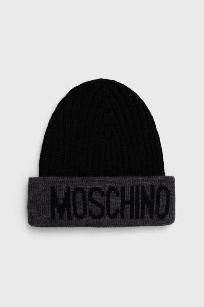 Вовняна шапка Moschino колір чорний вовна (3403580)