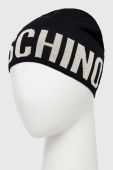 Вовняна шапка Moschino колір чорний з тонкого трикотажу вовна (3403581)