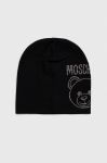 Вовняна шапка Moschino колір чорний з тонкого трикотажу вовна (3403583) Вовняна шапка Moschino колір чорний з тонкого трикотажу вовна (3403583)