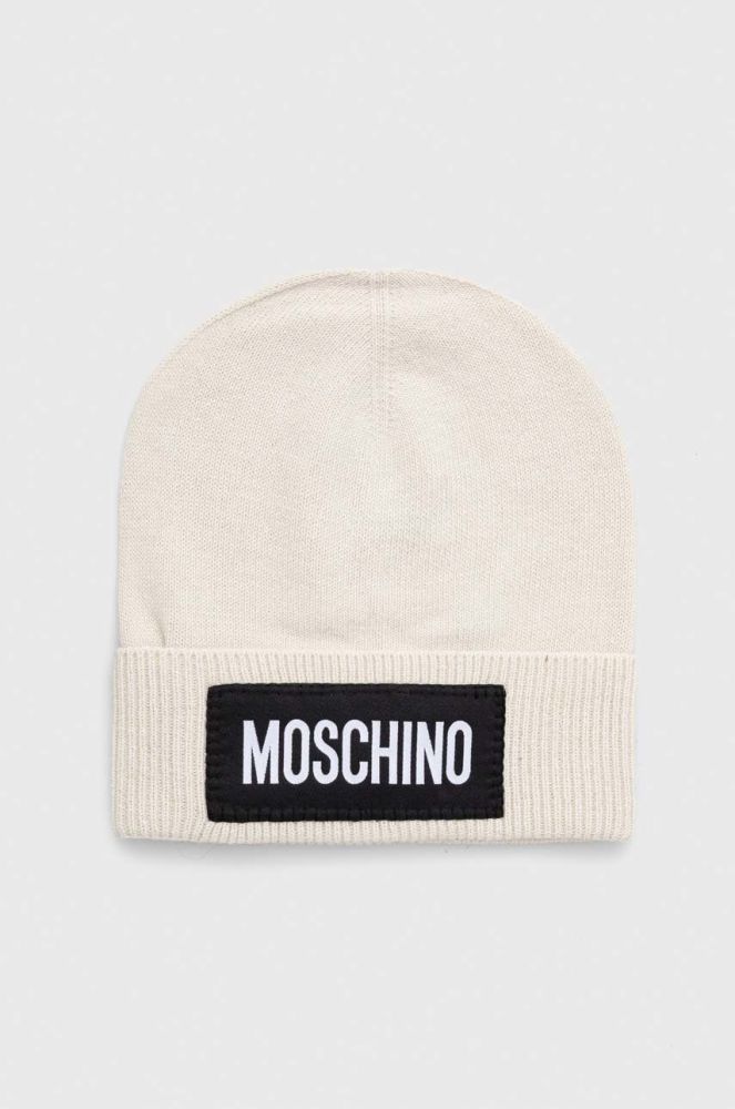 Кашемірова шапка Moschino колір бежевий вовна