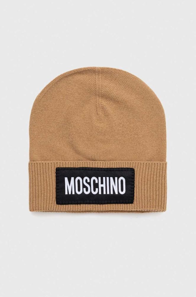 Кашемірова шапка Moschino колір коричневий вовна
