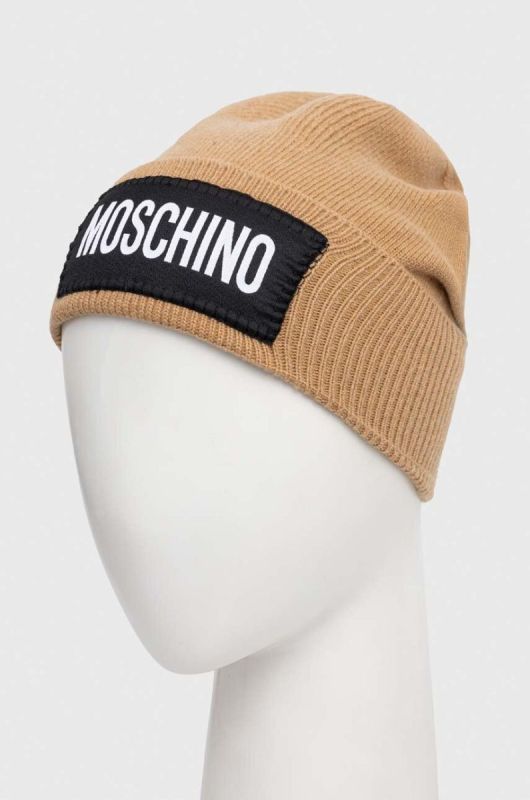 Кашемірова шапка Moschino колір коричневий вовна фото 2