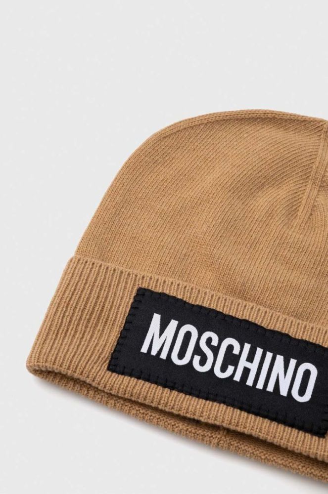 Кашемірова шапка Moschino колір коричневий вовна фото 3