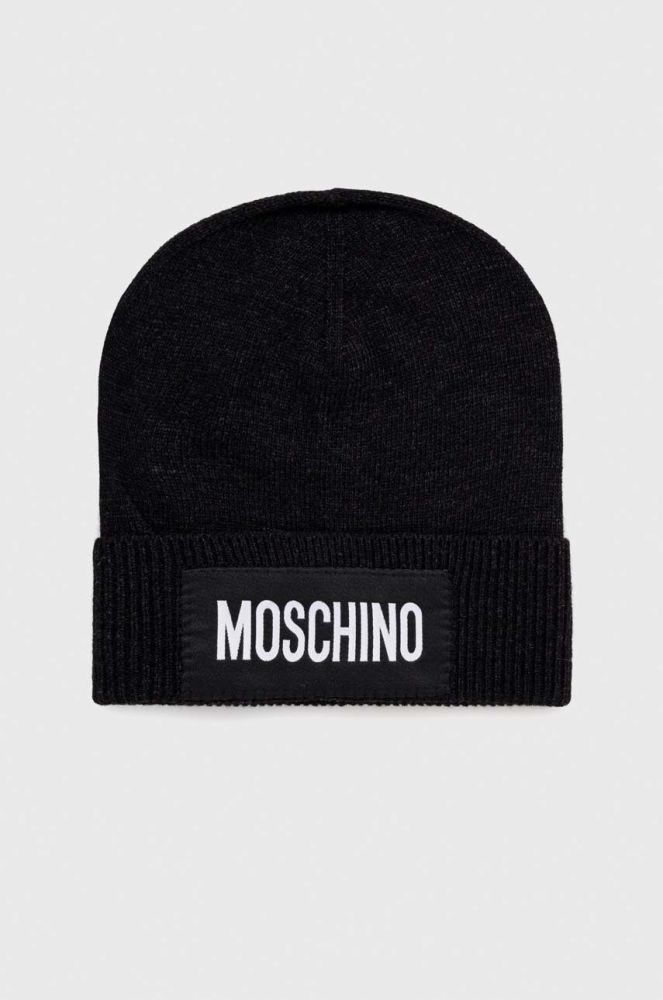Кашемірова шапка Moschino колір чорний вовна