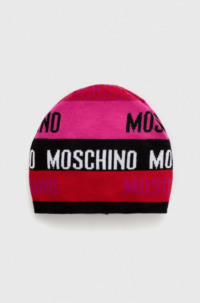 Вовняна шапка Moschino колір рожевий вовна (3597561)