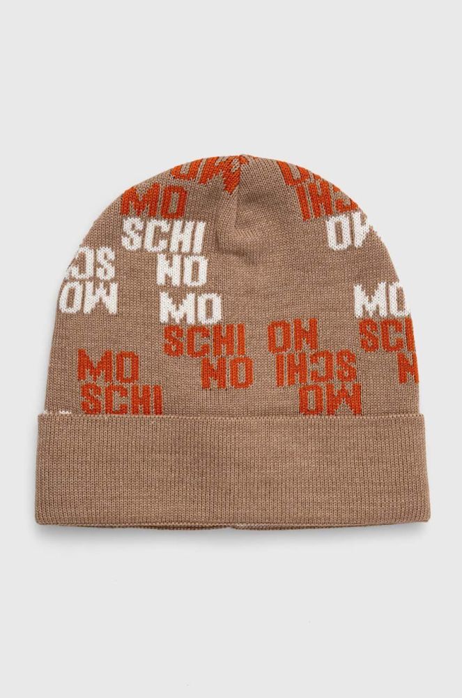 Вовняна шапка Moschino колір бежевий вовна (3403589)