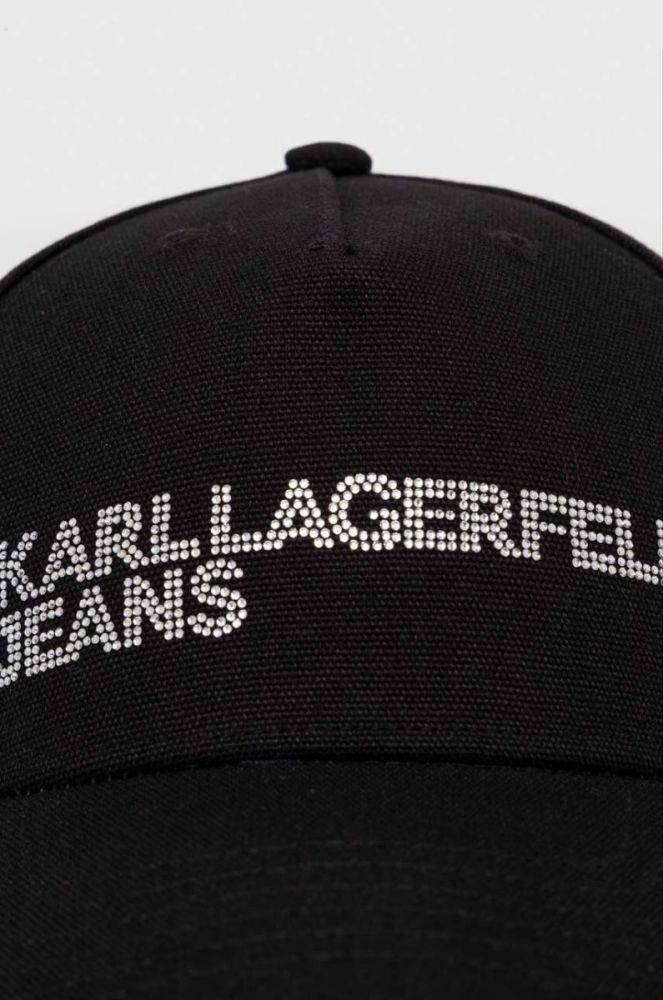 Бавовняна бейсболка Karl Lagerfeld Jeans колір чорний з аплікацією (3347135) фото 2