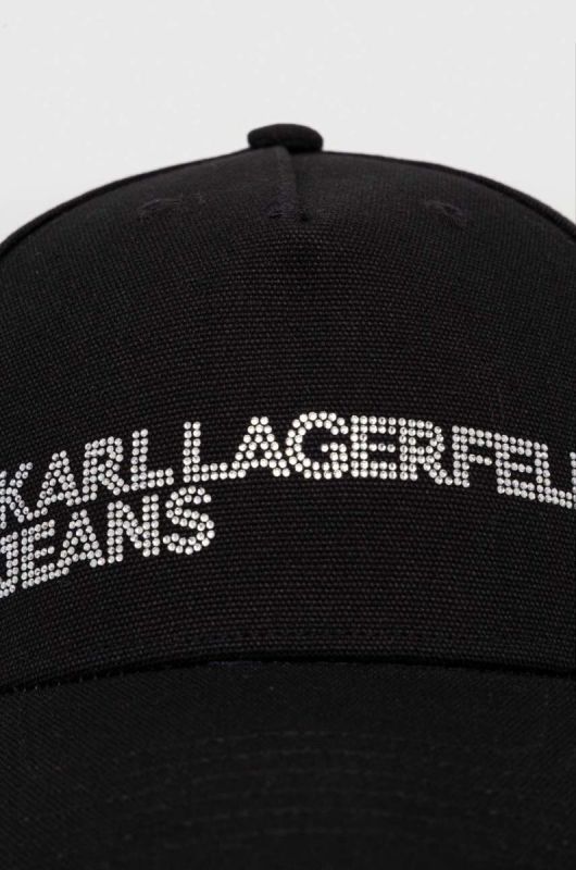 Бавовняна бейсболка Karl Lagerfeld Jeans колір чорний з аплікацією (3347135) фото 2