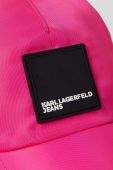 Кепка Karl Lagerfeld Jeans колір рожевий з аплікацією