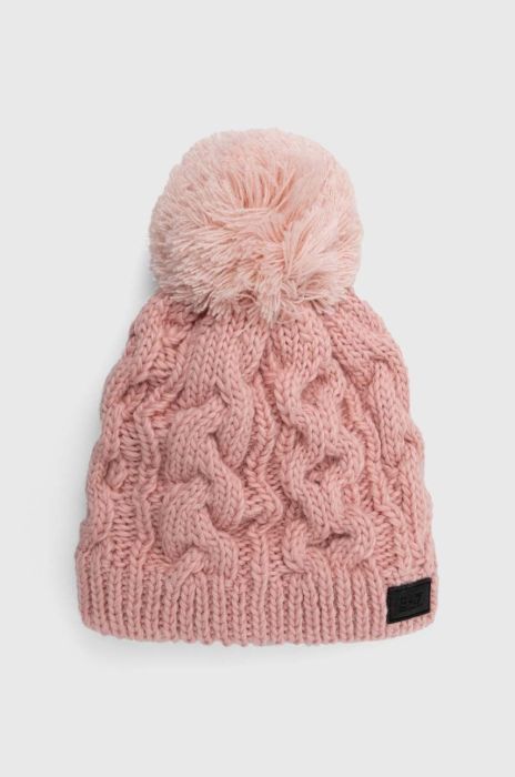 Шапка з домішкою вовни EA7 Emporio Armani колір рожевий з товстого трикотажу