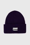 Шапка з домішкою вовни Drykorn колір фіолетовий з товстого трикотажу Шапка з домішкою вовни Drykorn колір фіолетовий з товстого трикотажу