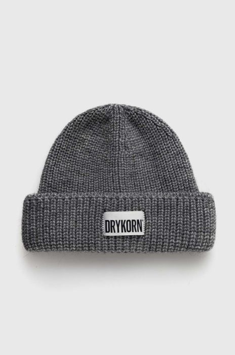 Вовняна шапка Drykorn колір сірий вовна