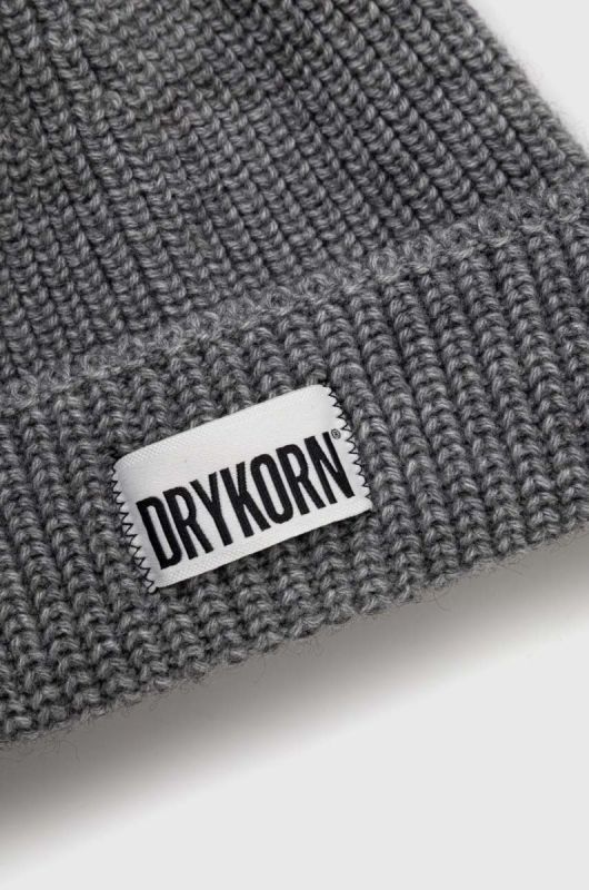 Вовняна шапка Drykorn колір сірий вовна фото 2