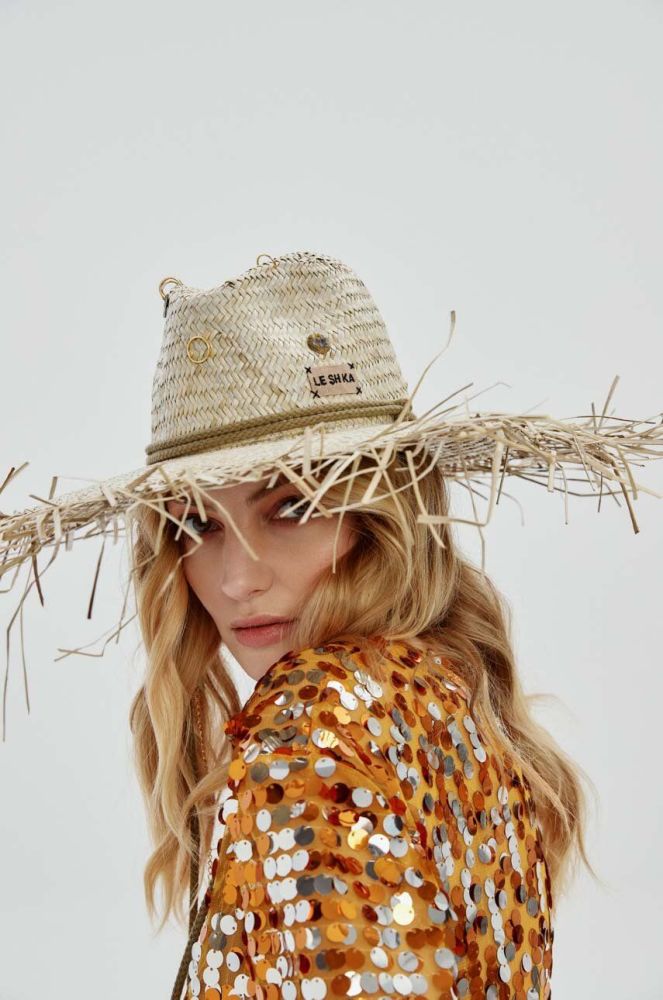 Капелюх LE SH KA headwear Big Brim Straw Fedora колір зелений