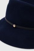 Вовняний капелюх Coccinelle колір синій вовна
