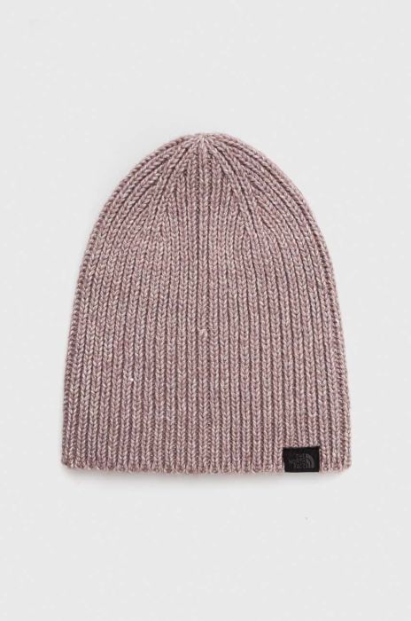 Шапка з домішкою вовни The North Face колір фіолетовий