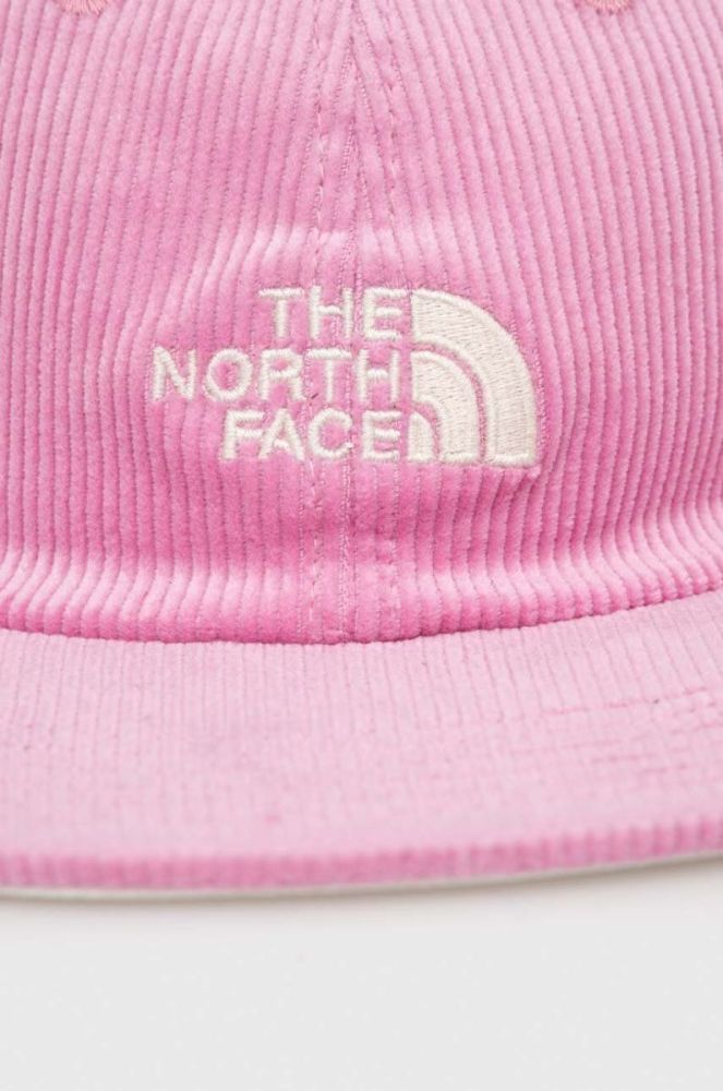 Вельветова кепка The North Face колір рожевий з аплікацією фото 2