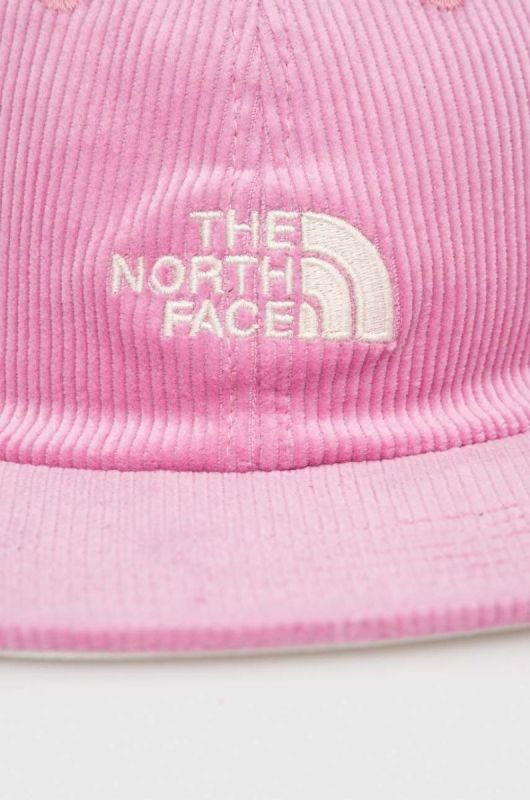 Вельветова кепка The North Face колір рожевий з аплікацією фото 2