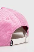 Вельветова кепка The North Face колір рожевий з аплікацією
