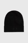 Шапка з домішкою вовни Armani Exchange колір чорний з тонкого трикотажу (3470473) Шапка з домішкою вовни Armani Exchange колір чорний з тонкого трикотажу (3470473)
