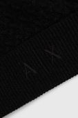 Шапка з домішкою вовни Armani Exchange колір чорний з тонкого трикотажу (3470473)