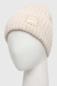 Шапка з домішкою вовни Liu Jo колір бежевий з товстого трикотажу