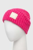 Шапка з домішкою вовни Liu Jo колір рожевий з товстого трикотажу