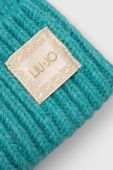 Шапка з домішкою вовни Liu Jo колір зелений з товстого трикотажу