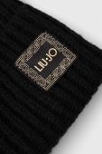 Шапка з домішкою вовни Liu Jo колір чорний з товстого трикотажу