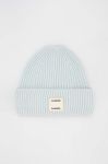 Вовняна шапка Samsoe Samsoe з товстого трикотажу вовна колір блакитний Вовняна шапка Samsoe Samsoe з товстого трикотажу вовна колір блакитний