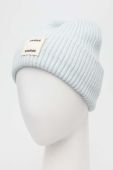 Вовняна шапка Samsoe Samsoe з товстого трикотажу вовна колір блакитний