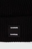 Вовняна шапка Samsoe Samsoe колір чорний з товстого трикотажу вовна (3511638) Вовняна шапка Samsoe Samsoe колір чорний з товстого трикотажу вовна (3511638)