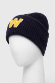 Вовняна шапка Weekend Max Mara колір синій з товстого трикотажу вовна (3511643)