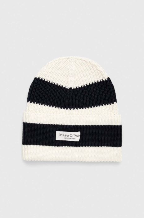 Бавовняна шапка Marc O'Polo колір синій з товстого трикотажу з бавовни