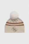 Шапка з домішкою вовни Guess колір бежевий з тонкого трикотажу (3590954) Шапка з домішкою вовни Guess колір бежевий з тонкого трикотажу (3590954)